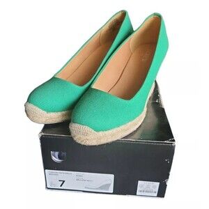 J.Crew Women's Canvas Espadrille Wedges Brilliant Kelly Green Size 7